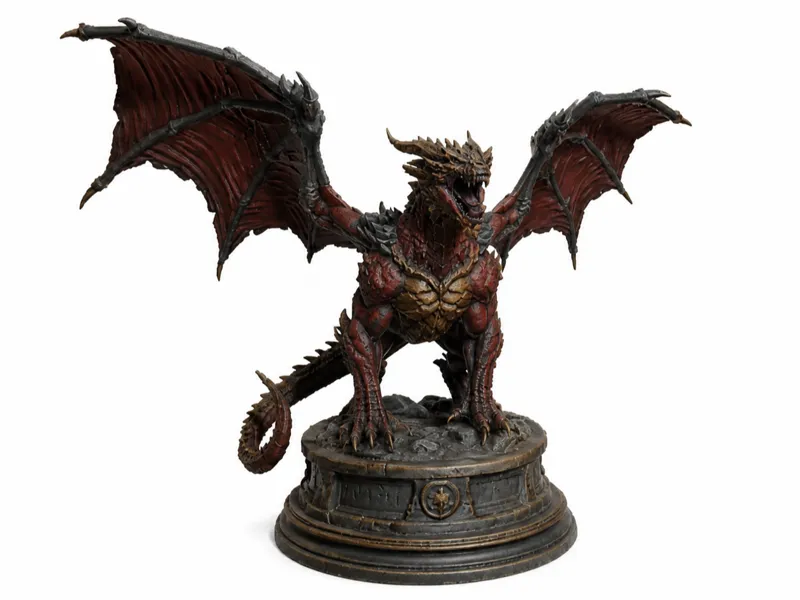 Ancient Red Dragon Statue
