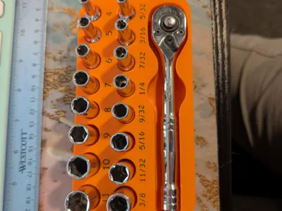 socket holder organizer- hyper tough 19 piece 1/4 