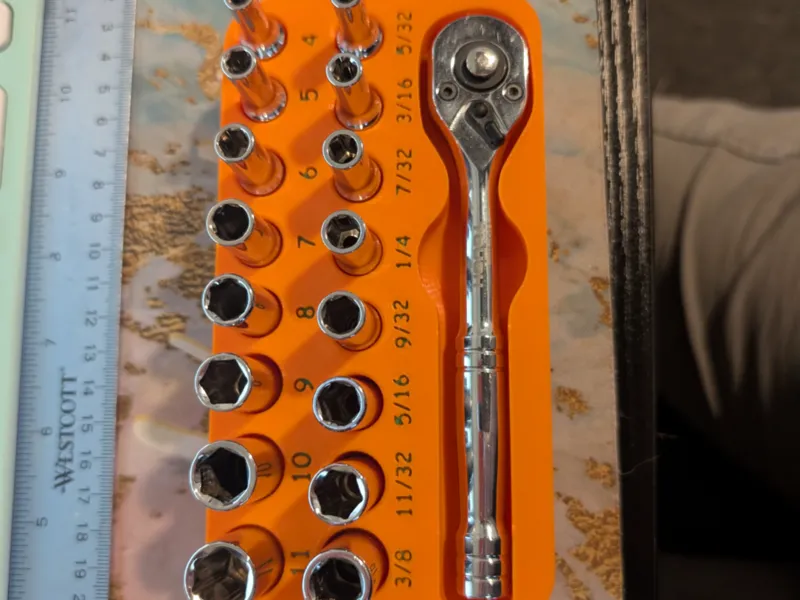 socket holder organizer- hyper tough 19 piece 1/4 