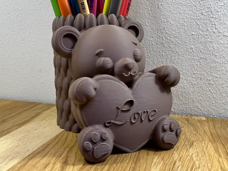 Teddy Bär Stifte Becher / Halter optional mit Text