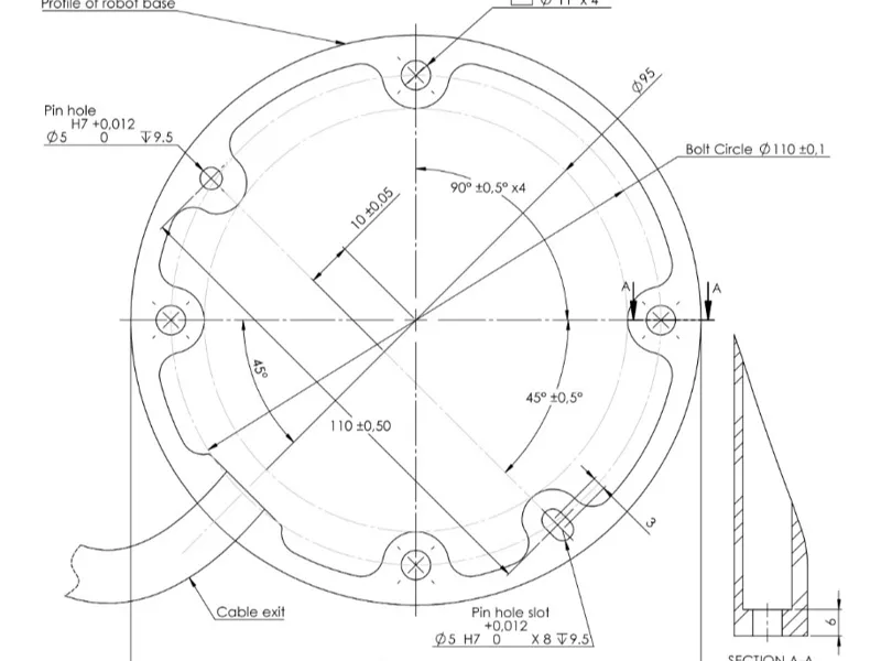 UR3 Robot Base Drilling Template 