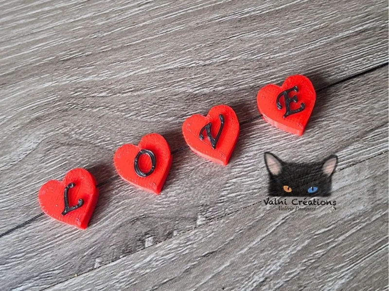 Heart Beads, Letters Beads, Heart, 26 letters