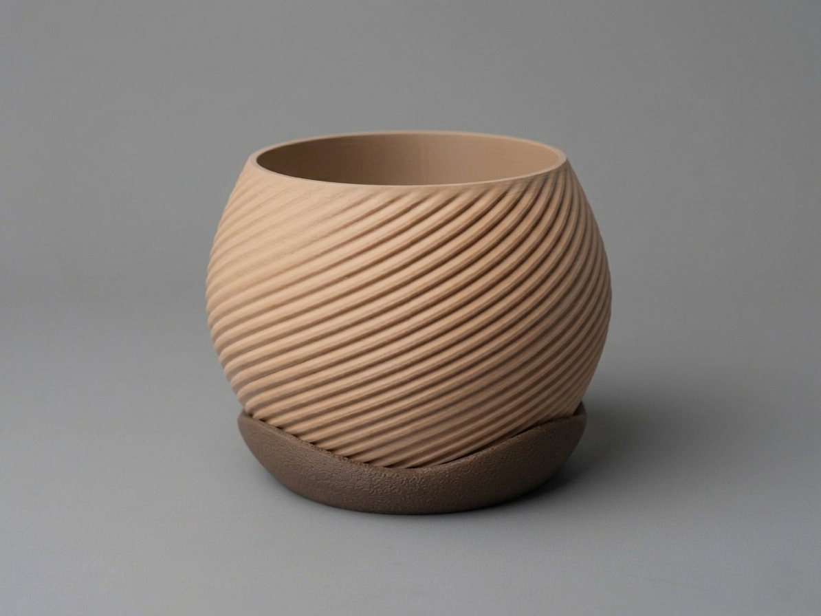 Miniatura 2 do modelo 3D Swirl Planter with Drainage & Drip Tray