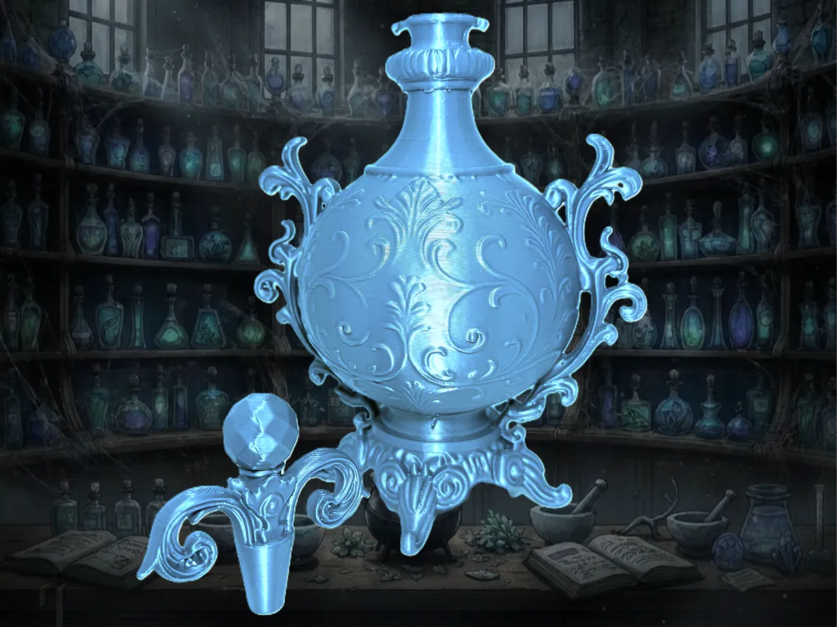 Ornate Enchanted Alchemist's Arcane Potion Bottle - Free 3D Print Model ...