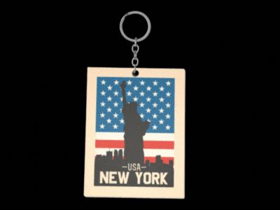 USA New York Statue of Liberty & Flag Keychain 