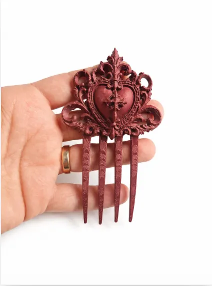 Victorian Heart Hair Comb view 3