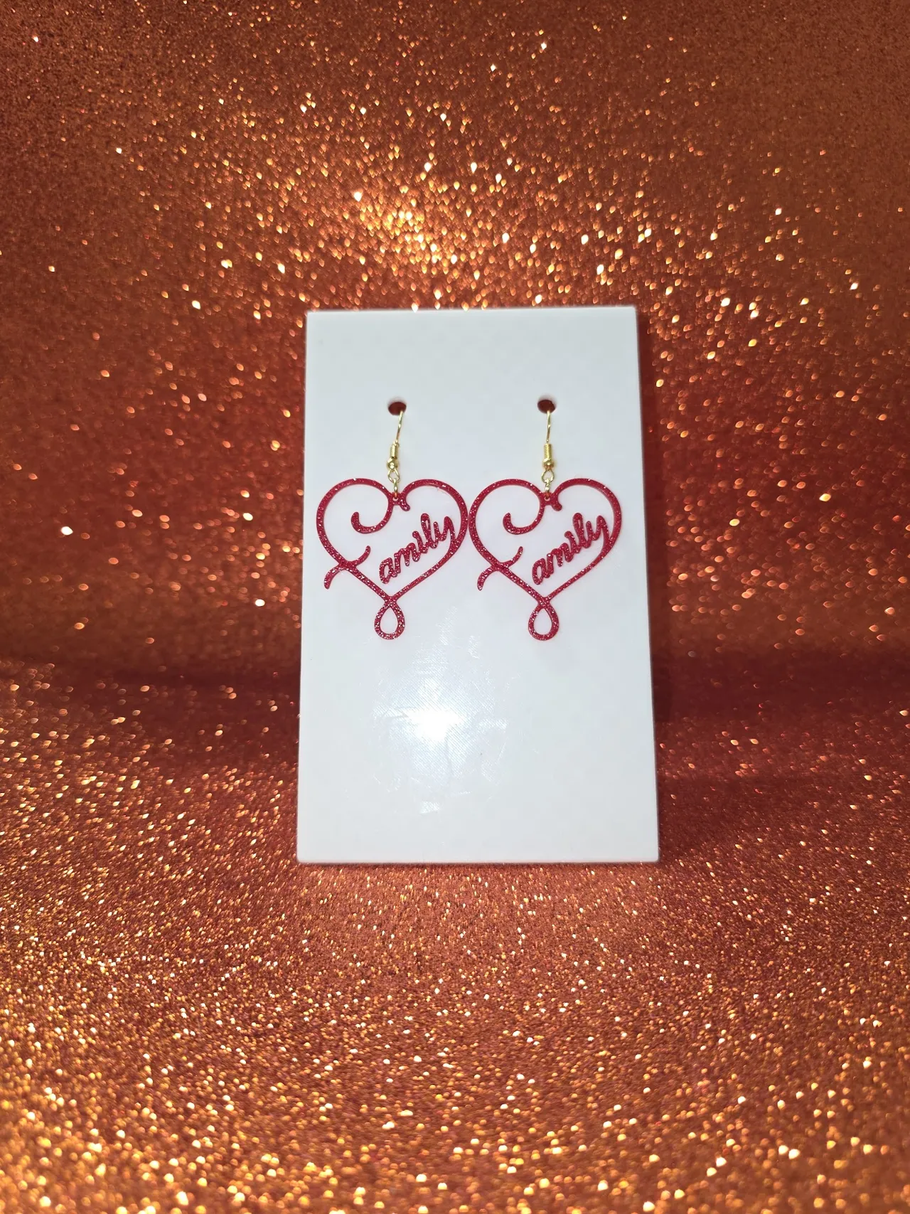 Family heart earrings view 2