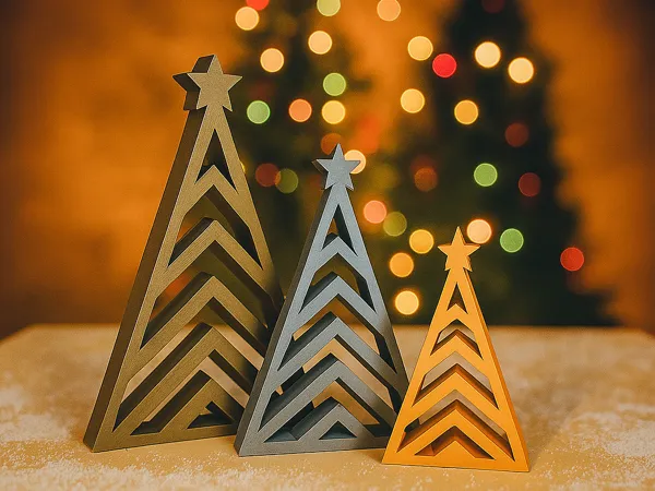 Set de 4 sapins de Noël géométriques