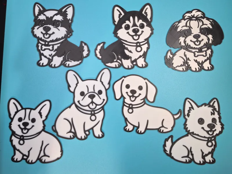 Cute Dog set DIY coloring Frenchy, Corgi, Doxen