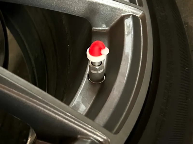 Santa Hat Tire Valve Caps (Schrader)