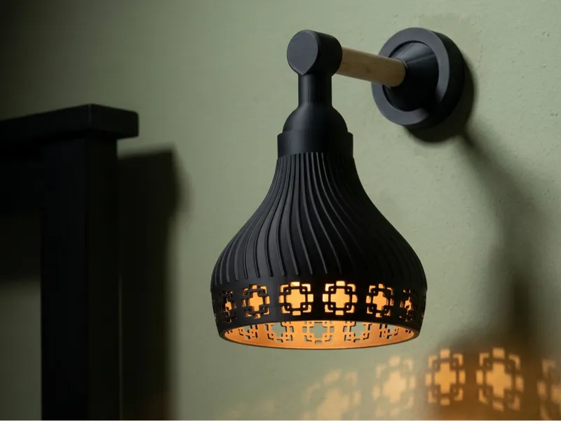 Wall Sconce with Chinese Lattice Light Pattern