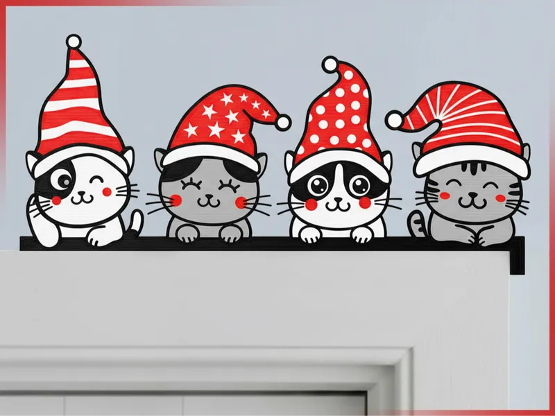 Merry Christmas Cats Door Corner