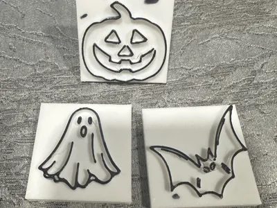 Halloween Ink Stamps ghost bat & pumpkin