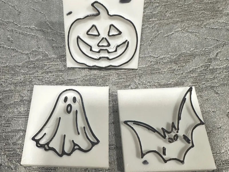Halloween Ink Stamps ghost bat & pumpkin