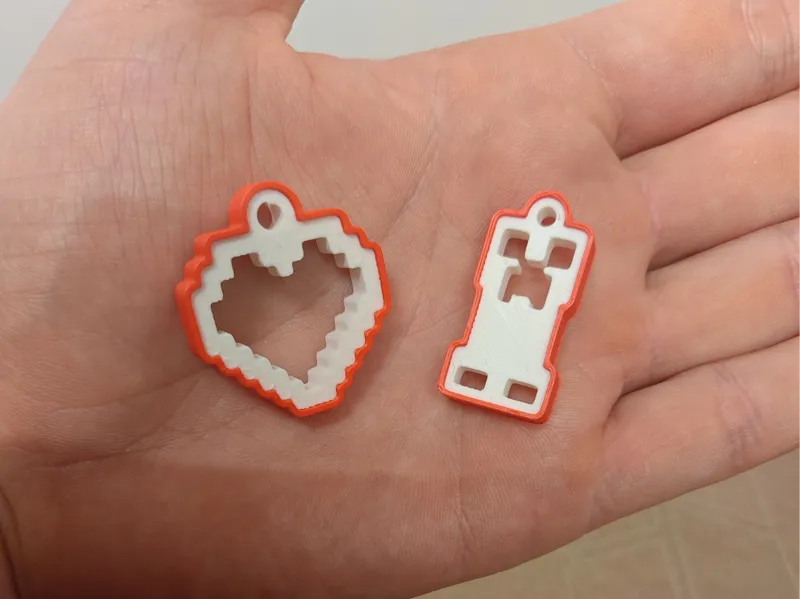 Minecraft Creeper & Heart Keychain easy print