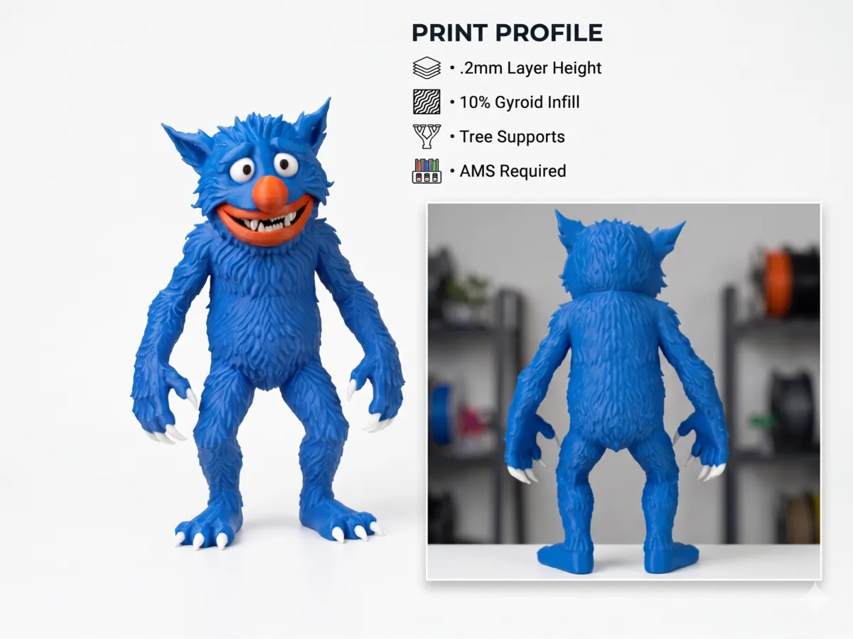 Scaredy Wolf - Puppet Style Werewolf - Free 3D Print Model - MakerWorld