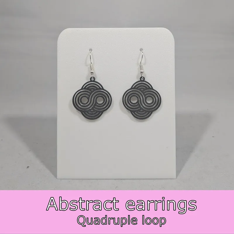 Abstract earrings - quadruple loop view 2