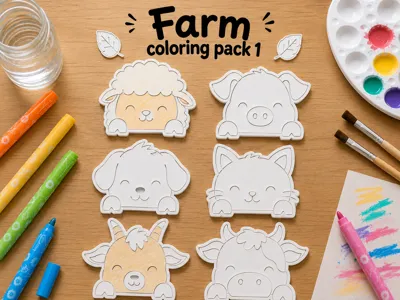 Cute peekaboo farm coloring craft pack