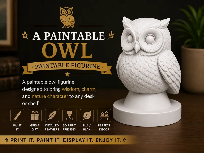 Paintable Owl Figurine - Desk Decor