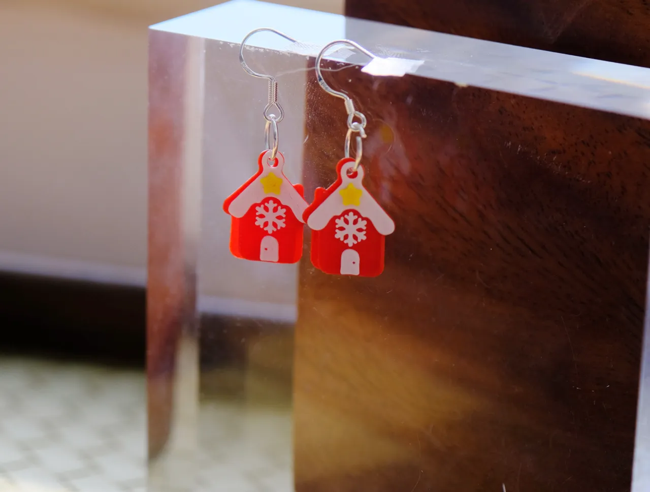 Cozy Snowflake House Earrings view 4