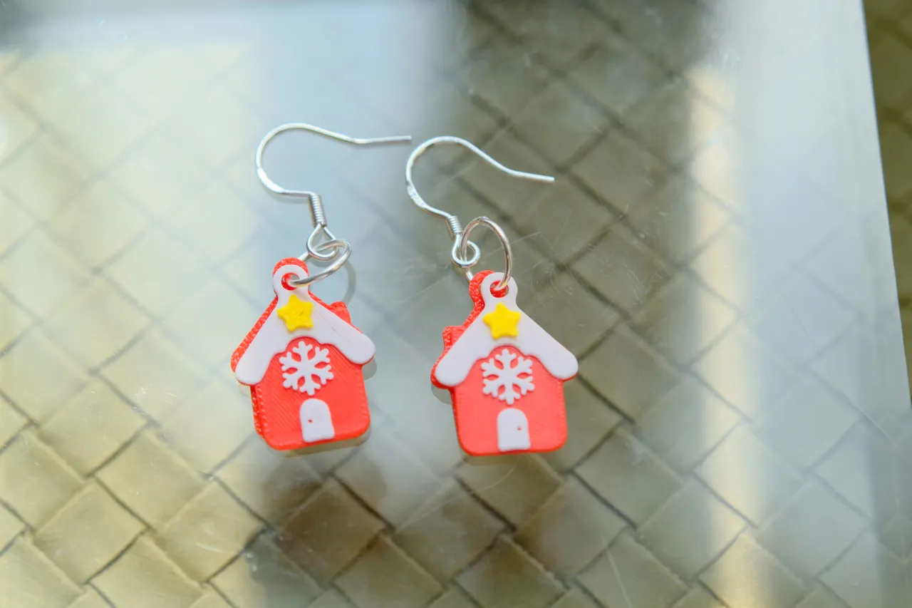 Cozy Snowflake House Earrings view 2
