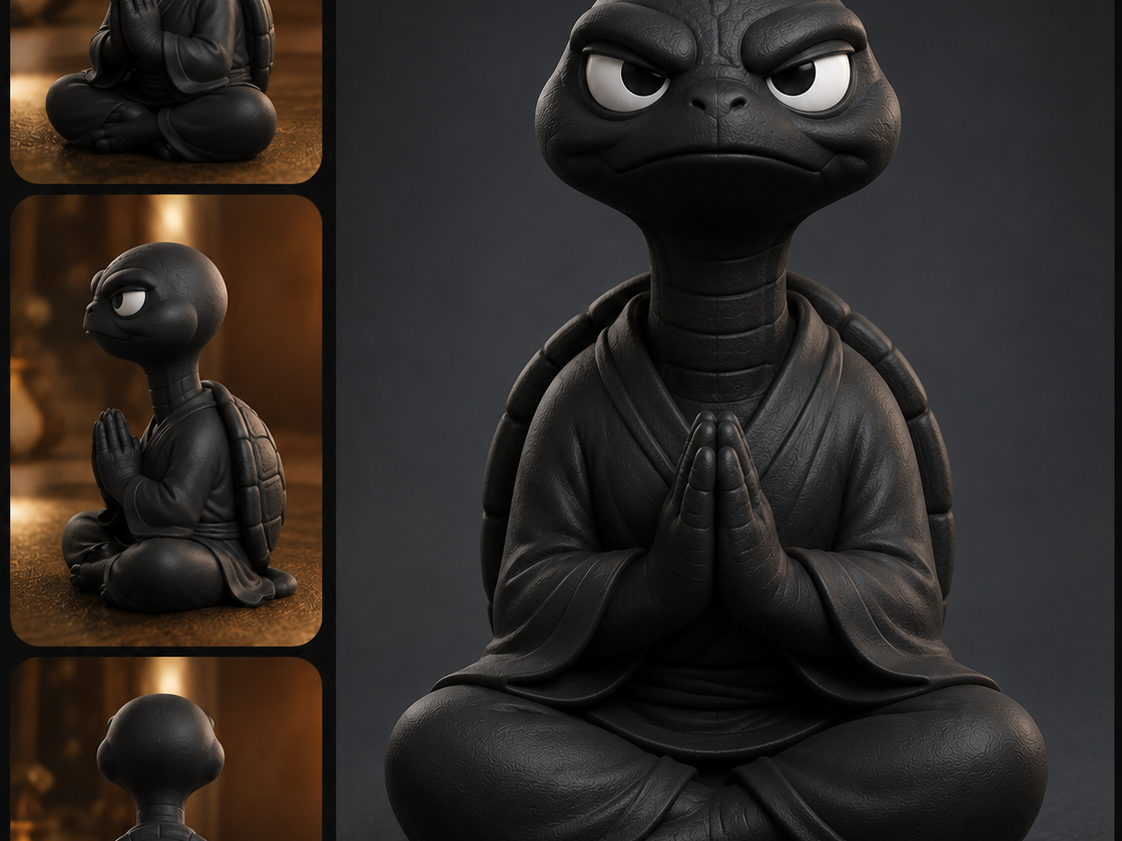 Grumpy Zen Turtle Monk Figurine