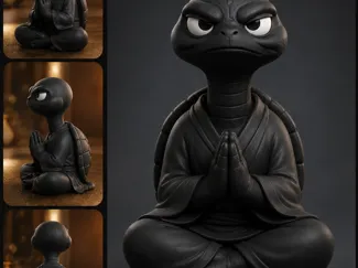 Grumpy Zen Turtle Monk Figurine