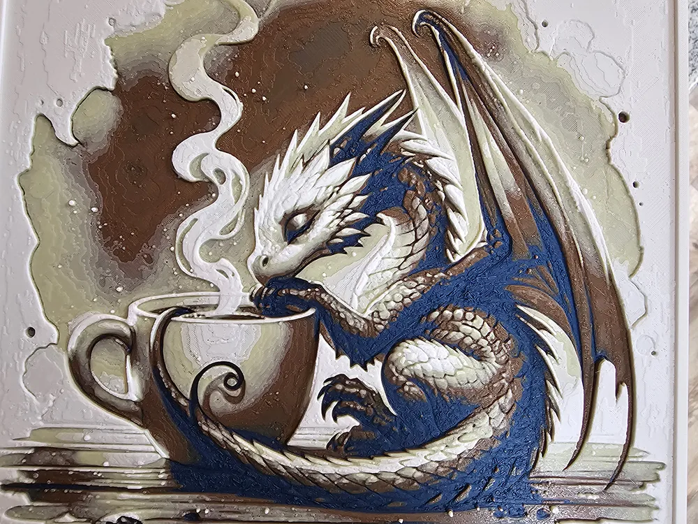 Coffee and Dragon - Wall art - Hueforge - 200x200 by DoodledDigital ...