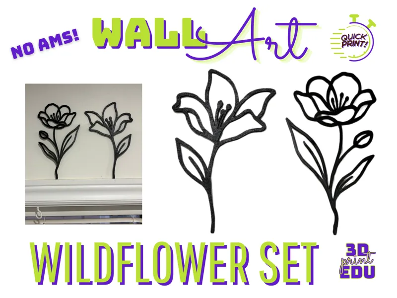 Wildflower Line Art Wall Decor