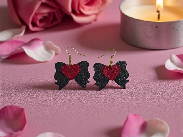 Heart bow v2 earrings