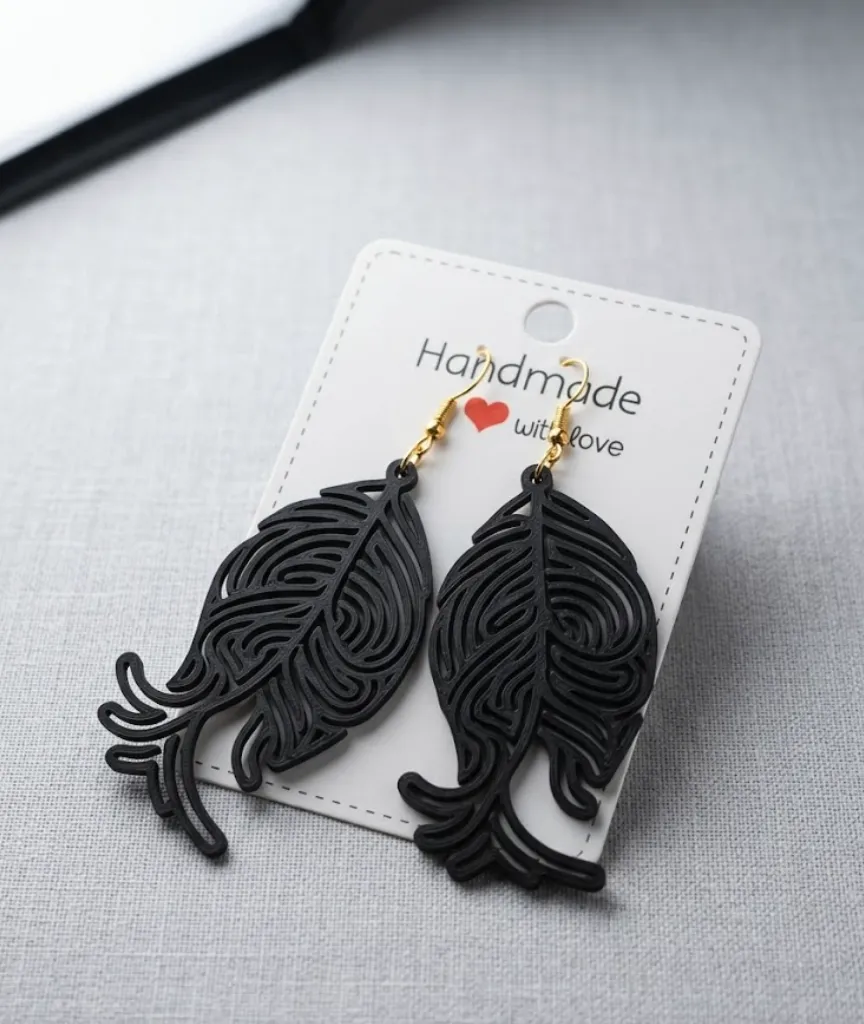 Obsidian Plume Earrings - Quick print view 2