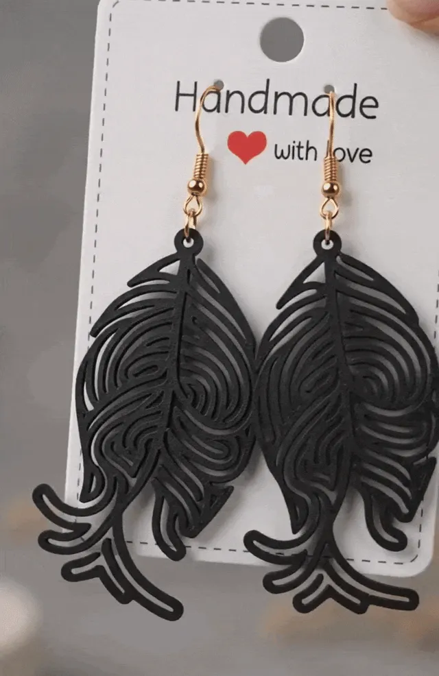 Obsidian Plume Earrings - Quick print