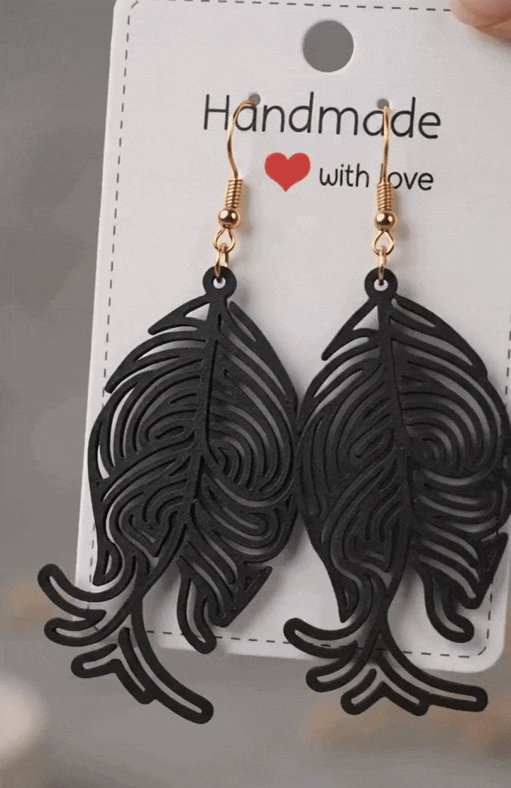 Obsidian Plume Earrings - Quick print