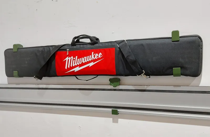 Wall mount track saw bag for Milwaukee and others