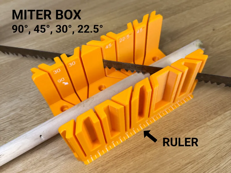 Miter Box - 90°, 45°, 30°, 22.5° with Ruler