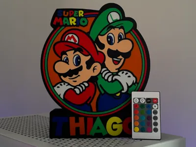 LUIGI AND MARIO LAMP WITH EDITABLE NAME