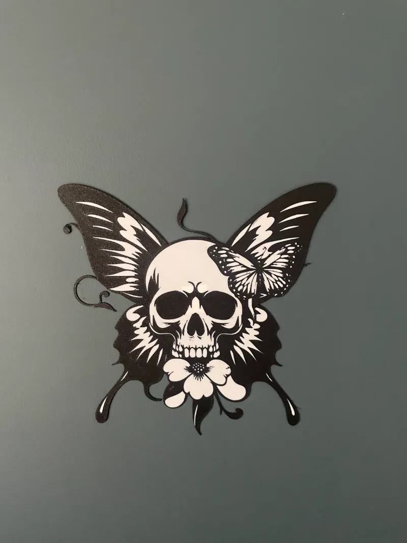 Butterfly Skull and Flower