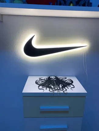 Swoosh wall art with led