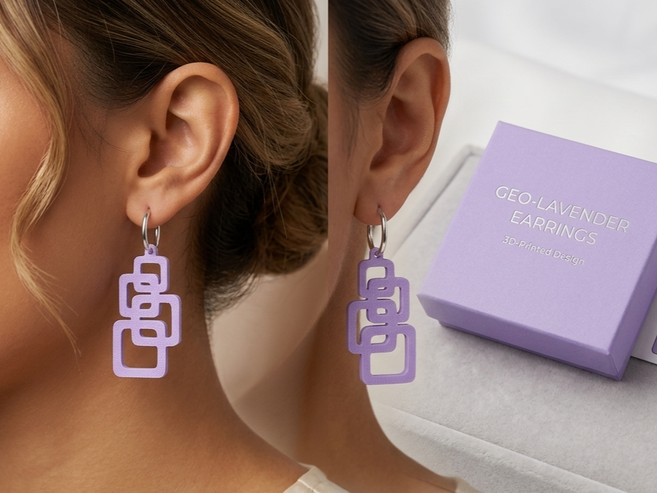 Geo-Lavender Earrings | Orecchini geometrici 3D