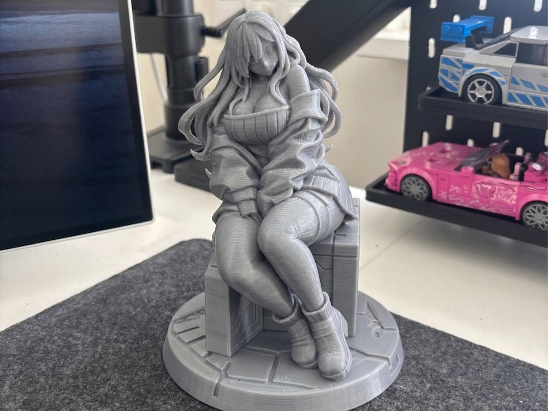 Cozy Sweater Anime Girl | Sitting Desk Figure