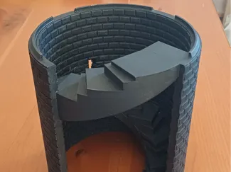 Stackable spiral staircase tower for TTRPGs (25mm)