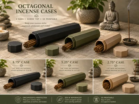 Caja o estuche: Octagonal Japanese Incense Case — referencia de MakerWorld