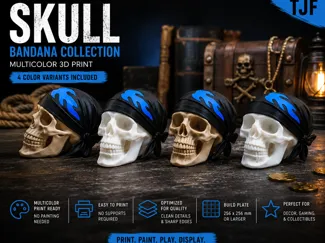 Outlaw Skull with Flame Bandana 