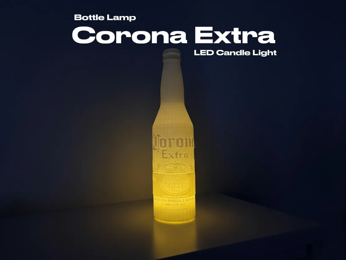 Corona Extra Bottle Lamp - LED Candle Light - Free 3D Print Model ...