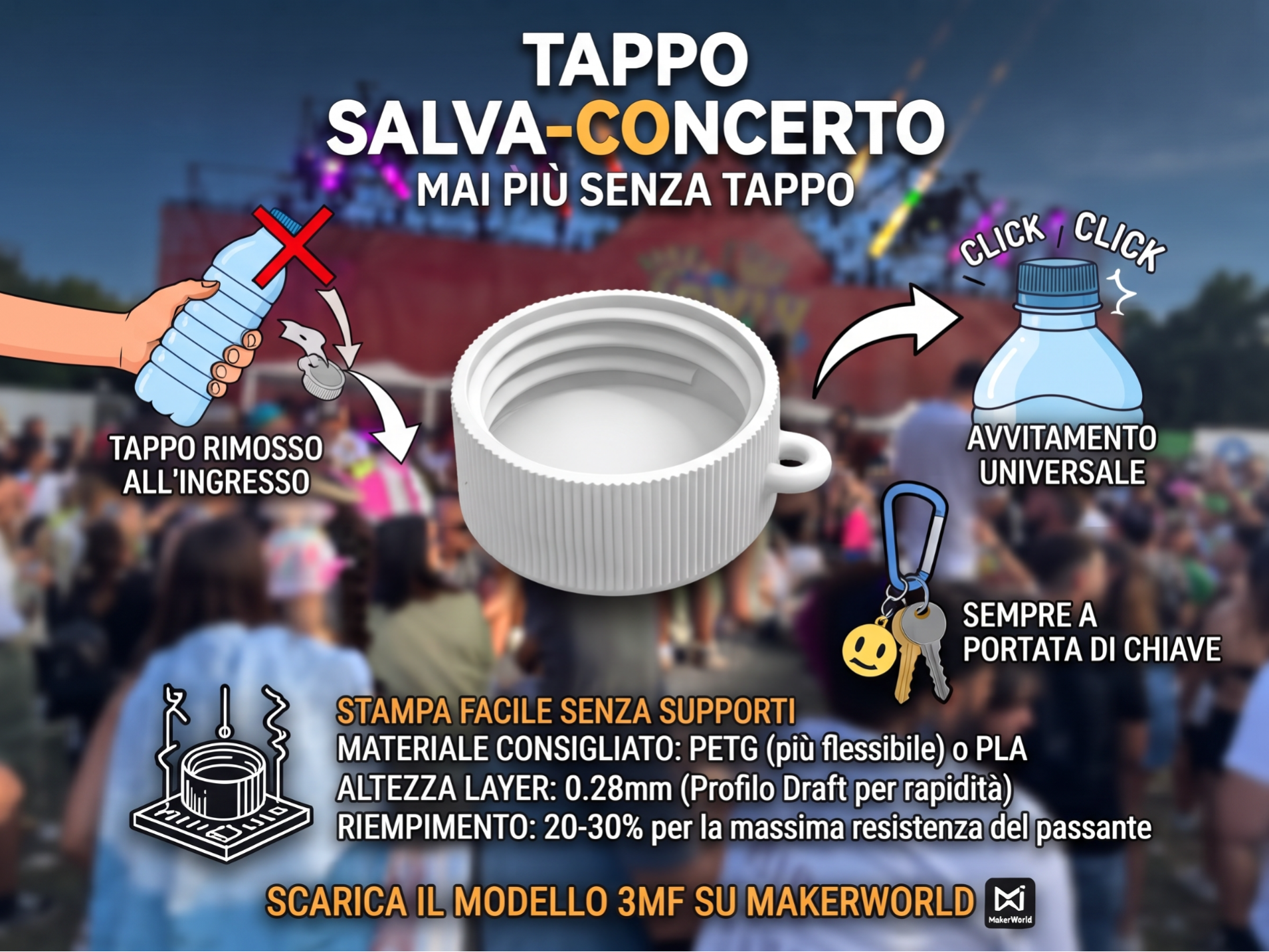 Mai più senza tappo - 3D printed Gadgets, in stock in India