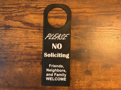 No Soliciting Hang Sign