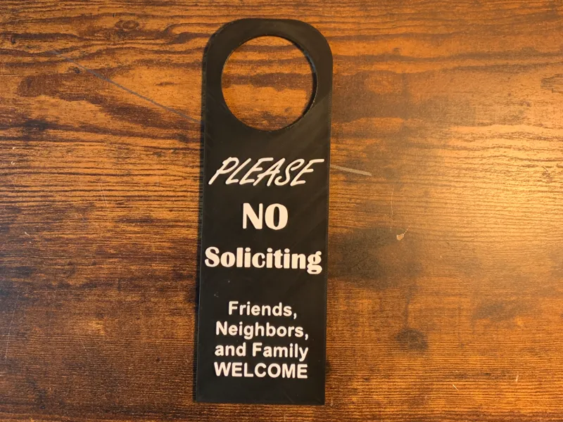 No Soliciting Hang Sign