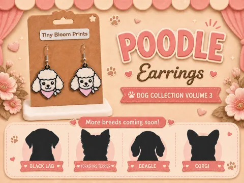 Pendientes: Cute Poodle Earrings – Dog Collection — referencia de MakerWorld