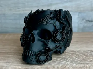 Gothic Skull with Flowers Floral Death
