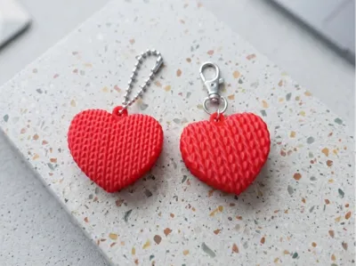 Knitted heart keychain